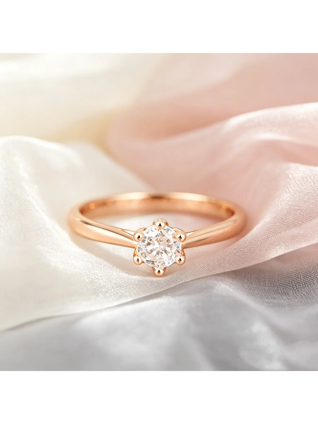 Four Prong Round Stone Streamline Twist Minimal Thin Engagement Ring, Bridal Ring, Cool Luxury Gift for Women, Smooth Integrated Wrap Shank for Everyday Wear, Simple Proposal Diamond Jewelry for Valentine Christmas Mother’s Day Date Anniversary Wedding