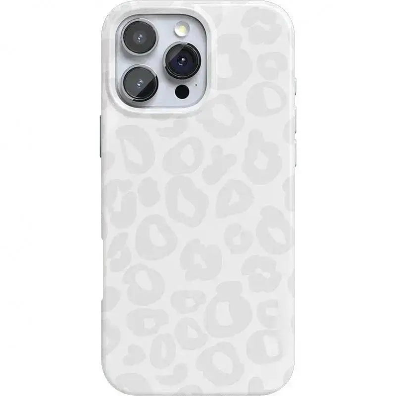 Chic White Snow Leopard Animal-Theme Phone Case, Protective Cover for Smartphones, Mobile Phone Accessories