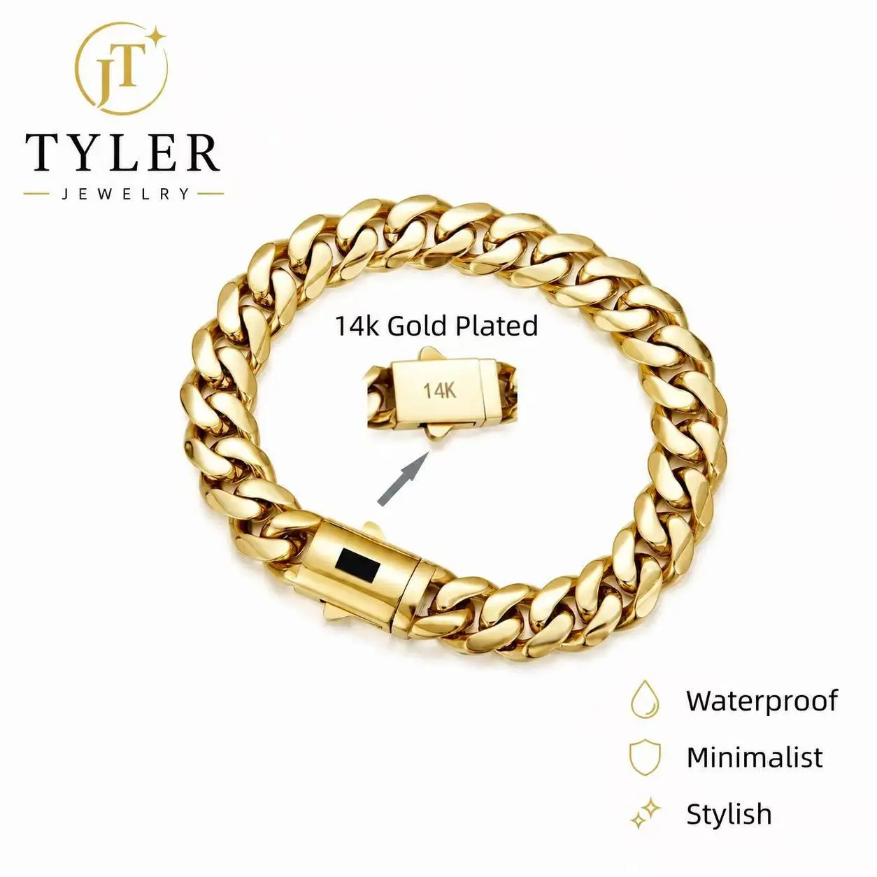 14K Gold-Plated Miami Cuban Link Bracelet| Stainless Steel| Waterproof, Tarnish Resistant, Fade Resistant & Hypoallergenic| 6–14mm Cuban Chain for Men & Women| Everyday Hip Hop Jewelry| Perfect Gift