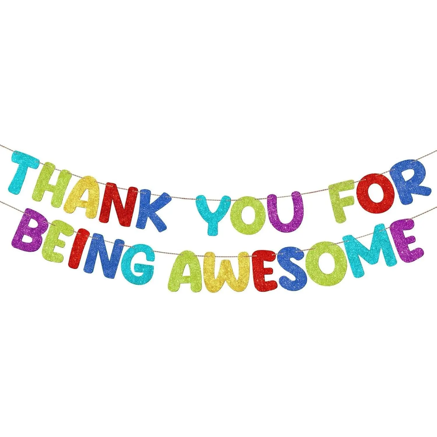 Pre Strung Thank You for Being Awesome Glitter Banner Funny Appreciation Banner for Employee Coworker Staff Teacher Graduation Retirement Thank Sign Party Decorations (Colorful)