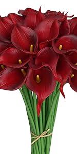 Mini Artificial Calla Lily 10 Stem Bridal Bouquets Artificial Latex Real Touch Flowers for Home Party Decor (Teal Blue White)