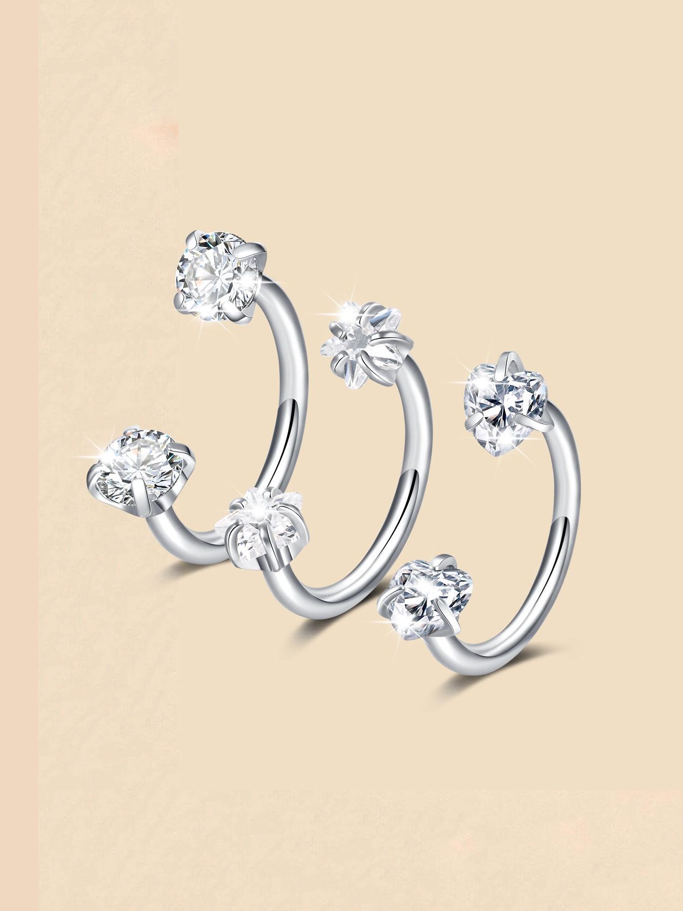 Stainless Steel CZ-Inlaid Nose Ring for Women and Men, Fashion Body Jewelry for Parties and Everyday Wear, Trendy Versatile Style, Exquisite Jewelry Gift