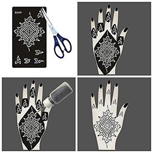 XMASIR 16 Sheets Temporary Henna Tattoo Kit, Reusable Tattoo Stencils Sets Indian Arabian Temporary Tattoo Templates Kit for Body Hand Art XMASIR 16 Sheets Temporary Henna Tattoo Kit, Reusable Tattoo Stencils Sets Indian Arabian Temporary Tattoo Templates Kit for Body Hand Art