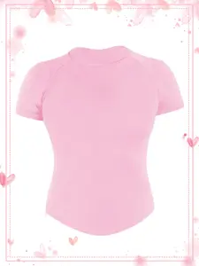 Seamless Workout Tank Top T-Shirts; Seamless Yoga Top for Outdoor Sports Casual Quick-Dry Fitness Top for Running High-Stretch Moisture-Wicking Seamless Tight-Fit Short-Sleeved Workout T-Shirt, Gym Performance Top, Gym Workout Wear