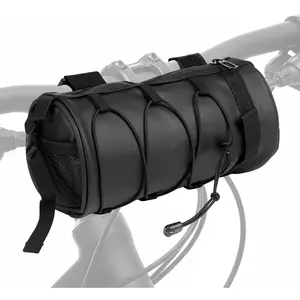 2.5L Black Waterproof Bike Handlebar Bag Bicycle Frame Front Storage Roll Bag Bicycle Accessories with Shoulder Strap for Mountain Road Bikes
