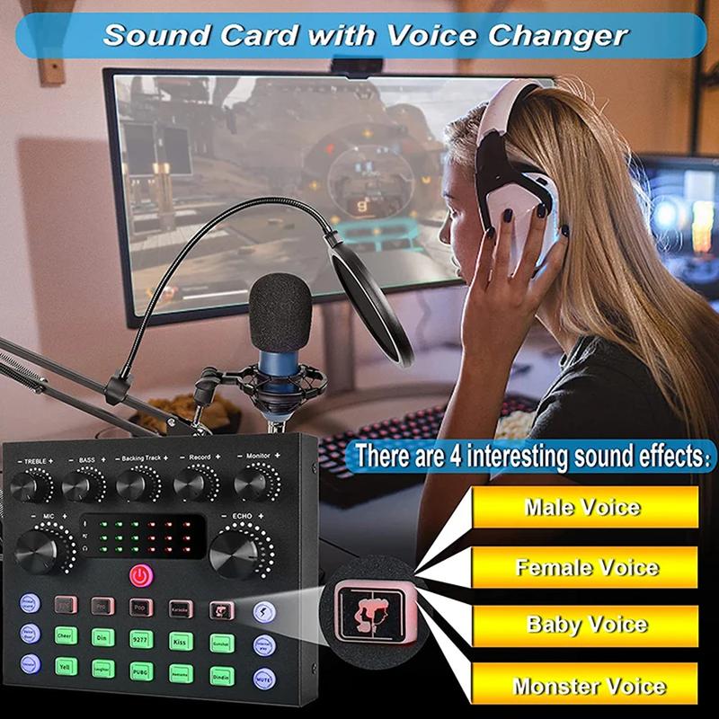 V8S Podcast Equipment Bundle, wireless Live Sound Card and BM800 Microphone Sound Mixer Bluetooth connection Audio Interface For Smartphone computer,Recording, Broadcasting, Live Streaming, YouTube,TikTok studio package V8S Podcast Equipment Bundle, wireless Live Sound Card and BM800 Microphone Sound Mixer Bluetooth connection Audio Interface For Smartphone computer,Recording, Broadcasting, Live Streaming, YouTube,TikTok studio package