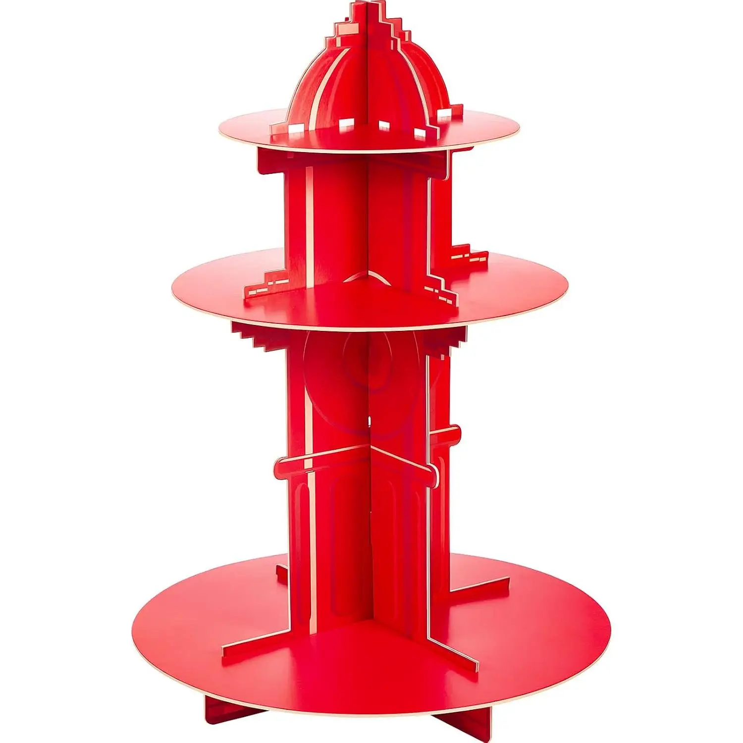Fire Hydrant Cupcake Stand, 3 Tier Firefighter Birthday Party Decor | Cupcake Holder for Fire  Theme Party, 3 Tier Display, Fits 24 Cupcakes, Easy Assemble Cardboard