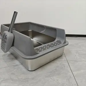 Brand new semi-enclosed stainless steel cat litter box, with multiple sizes and colors for you to choose from, and comes with a cat litter scoop