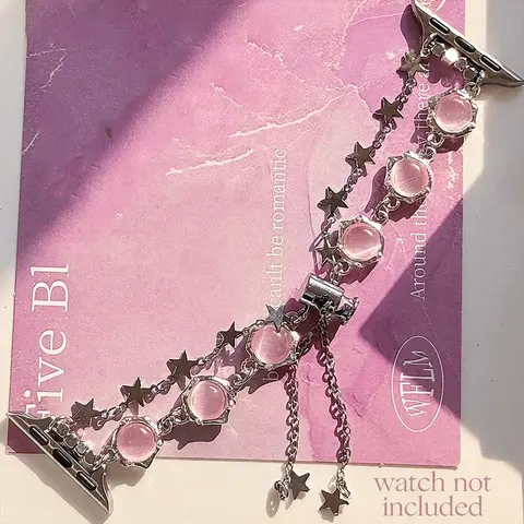Star & Cat's Eye Beaded Watch Band, Fashionable Smart Watch Straps for Women & Girls, Wearable Accessories, Stylish Smartwatch Accessories Compatible with Apple Watch Series (Band Only)