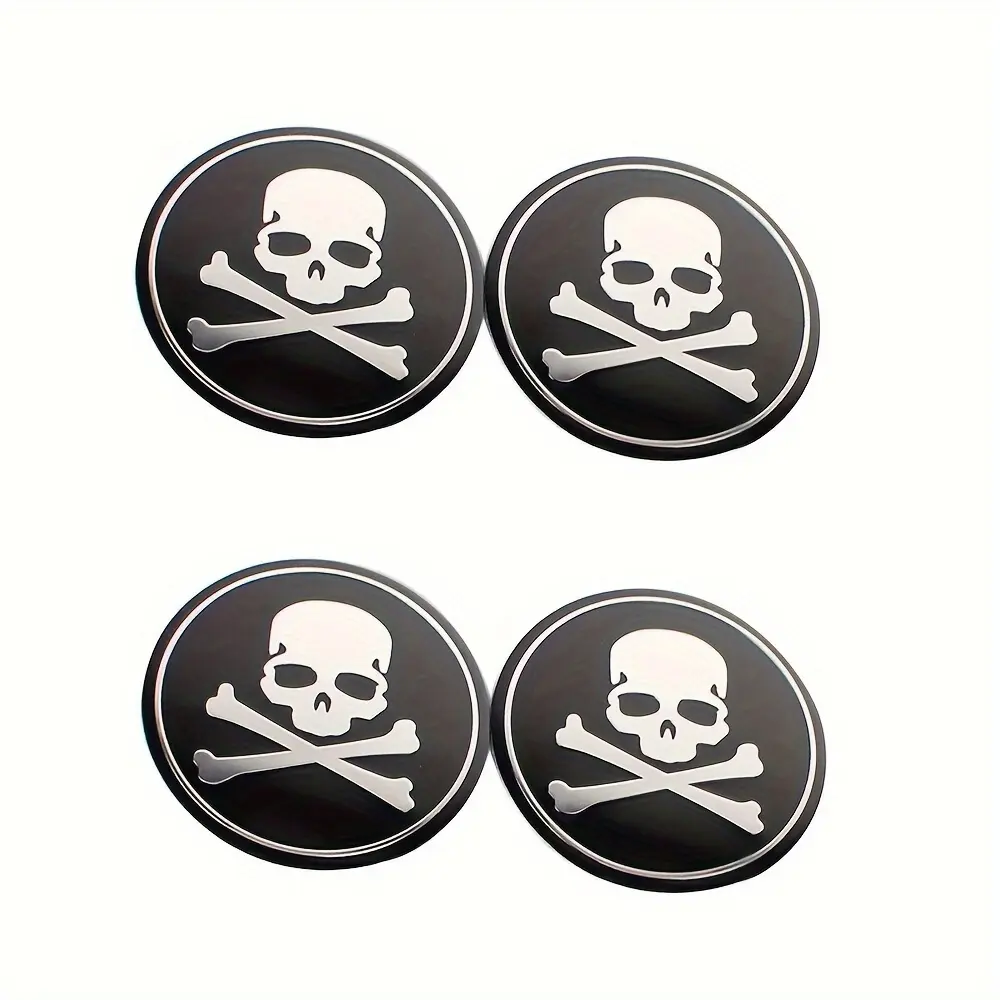 Unisex 4-PCS Gothic Skull Vinyl Hub Cap Decals, Waterproof & UV Resistant Bold Car Decor Stickers - Ideal for Personalizing Rims with Gothic Edgy Touch