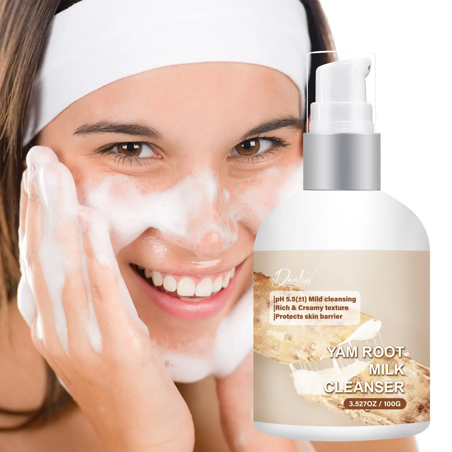 Mountain Yam Milk Cleanser, Facial Cleansing, Rich in Natural Plant Extracts, Deep Pore Cleaning, Moisturizing, Gentle on Skin Barrier, All Skin Types, 100g, Gentle Hydrating Cleanser