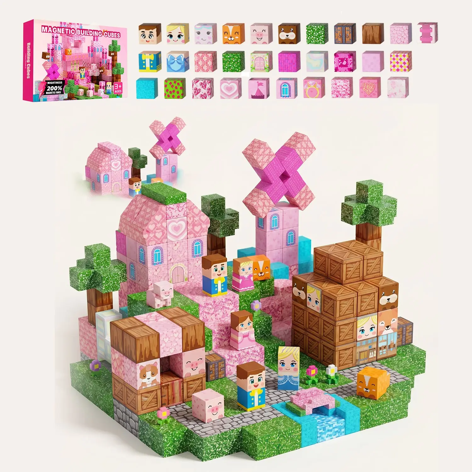 Magnetic Building Blocks 100/150 Pcs | STEM Montessori Sensory Set, 2-in-1 Tiles + Cubes, 6-Sided Strong Grip, 3D Construction | Logical Thinking, Spatial, Hand-Eye, Problem-Solving | Eco ABS Rounded, Impact Resistant, Choking-Safe | Birthday Gift for Age