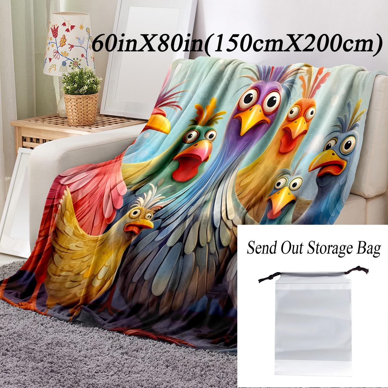 Cute Chicken Pattern Fleece Blanket, 1 Count Soft Comfortable Throw Blanket, Warm Nap Blanket for Home Office Travel Camping, Soft Comfy Blanket