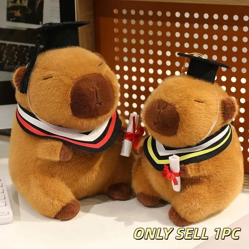 Bachelor Hat Phd Capybara Plush Toy, Best Christmas Gift, Birthday Present, Soft and Cozy Stuffed Animal, Perfect Holiday Ornament, Cute Stuffed Animals
