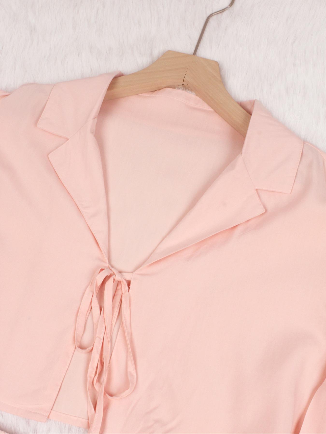 Two-piece Set Women's Solid Color Top & Wide Leg Shorts Pyjama, Shorts Pj Set, Casual Comfy Loungewear Set for Daily Home Wear, Comfy Loungewear Set for Women