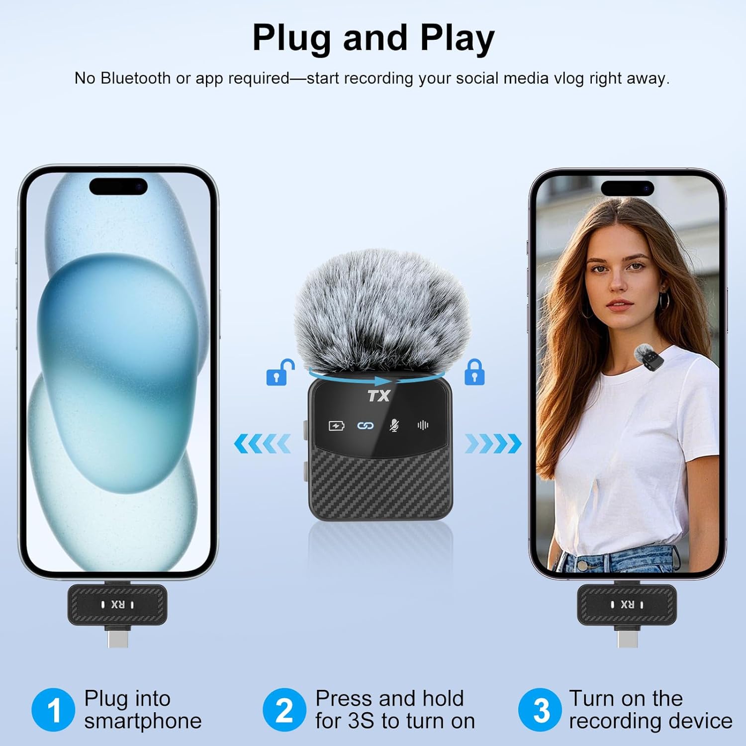 Mini Lavalier Microphone for /Android/Tablets, Mini Mic with Noise Reduction, 25H Life with Case, Lapel Microphone for Video Recording Podcast Mini Lavalier Microphone for /Android/Tablets, Mini Mic with Noise Reduction, 25H Life with Case, Lapel Microphone for Video Recording Podcast