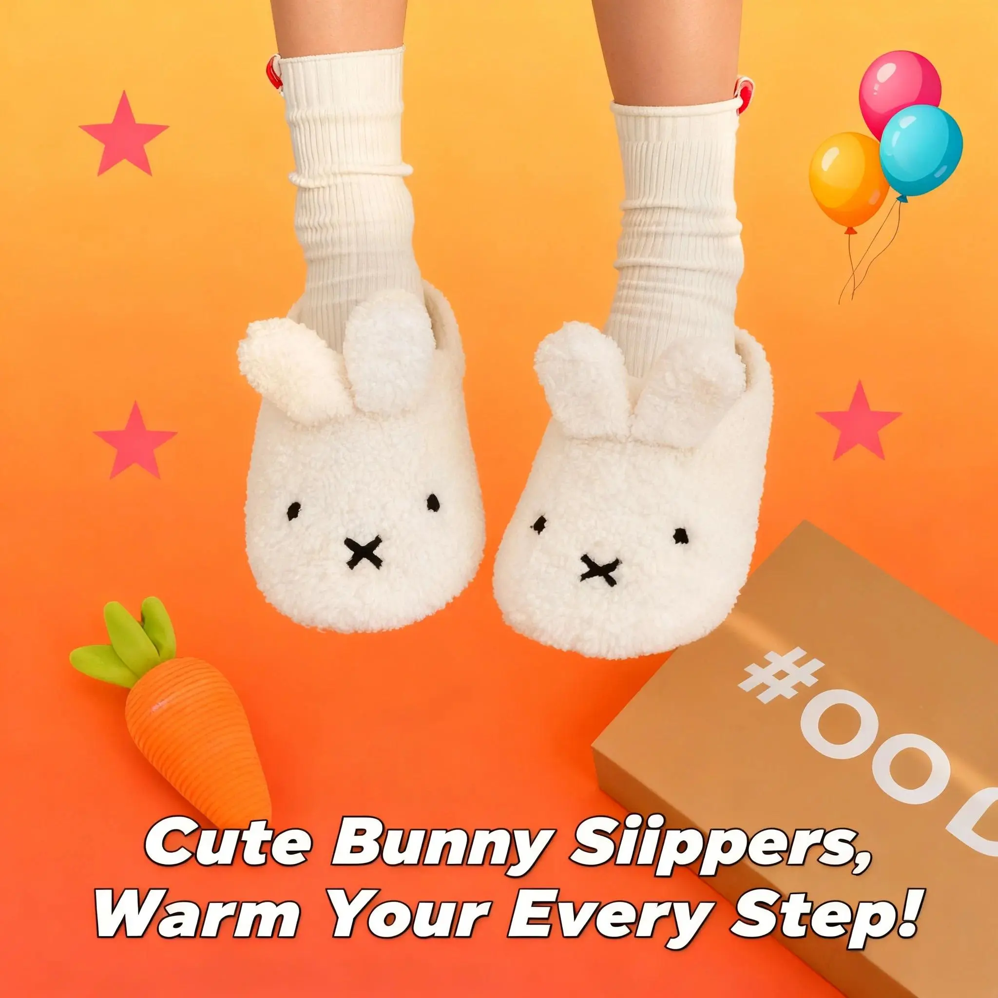 Miffy Winter Warm Cartoon Cute Anti Slip Plush Cotton Slippers Kawaii Comfort Slippers for Women Gift Toy