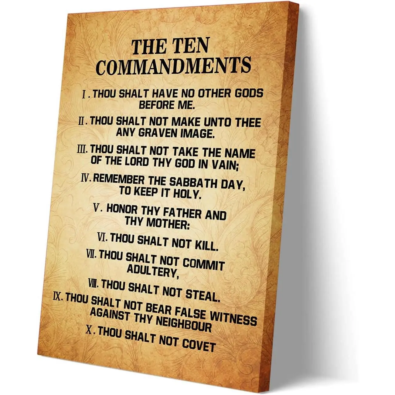 Christian Decor, 10 Commandments Wall Art , Ten Commandments Wall Decor, Christian Verse Wall Art Home Decor for Living Room Bedroom Office Wood Framed