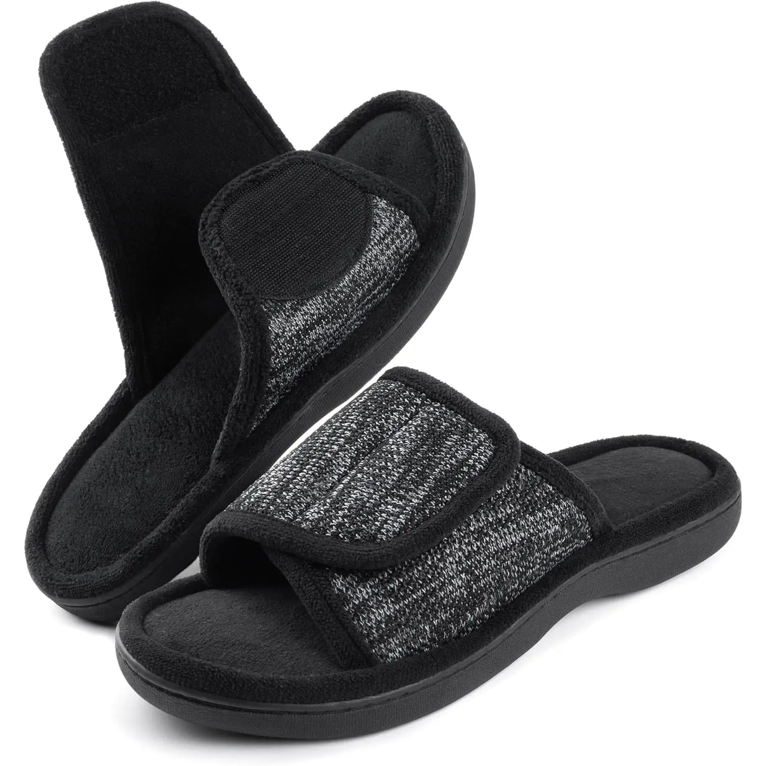 Men's Adjustable Wrap Slide Slipper |   Adjustable Wrap, Indoor/Outdoor Sole, Memory Foam, Machine Washable, Non-Slip, Comfortable, Breathable