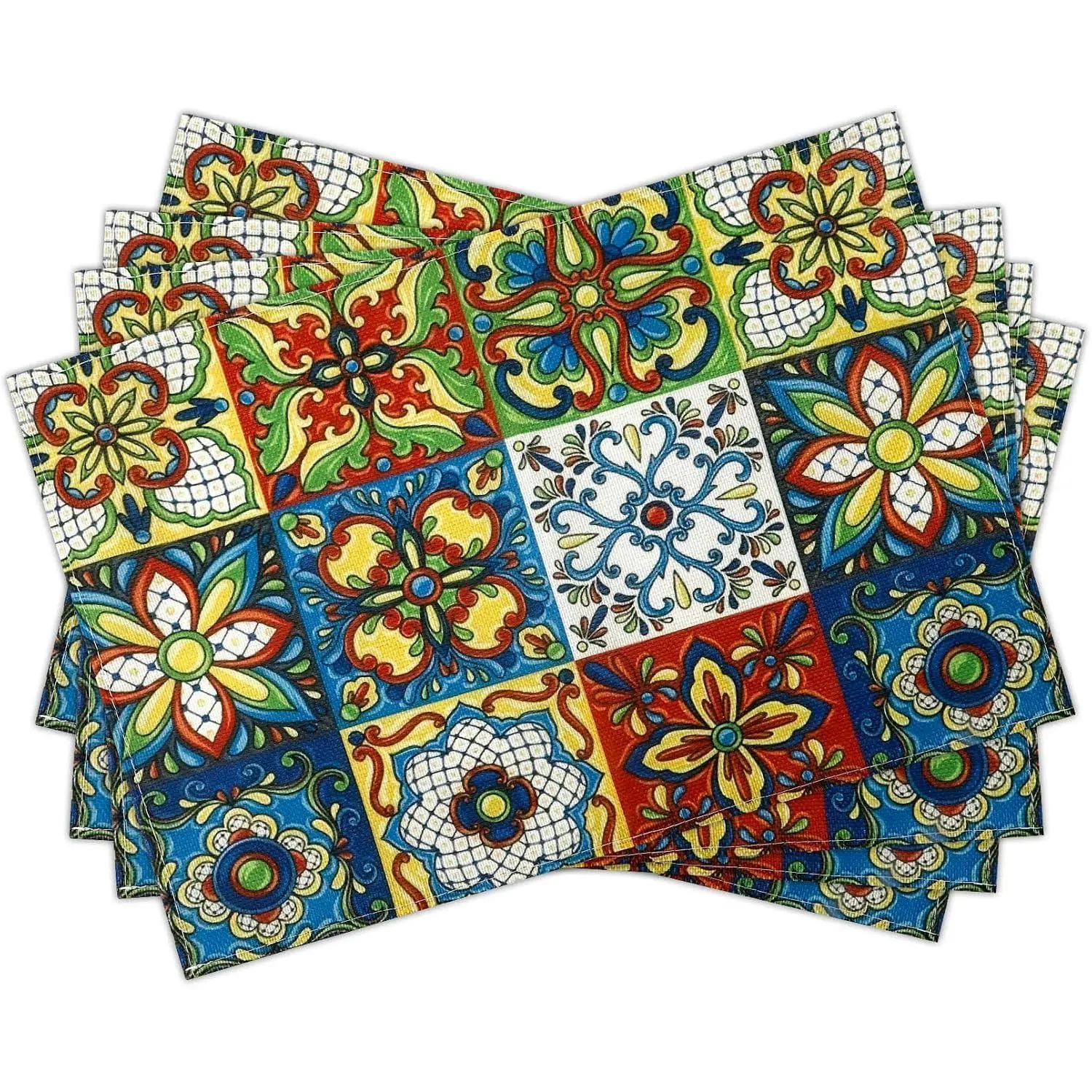 Mexican Cinco De Mayo Placemats Set of 4 Dia De Los Muertos Cinco Mayo Day Placemats Colorful Flowers Table Mats for Home Dining Table Decorations 12x18 Inch