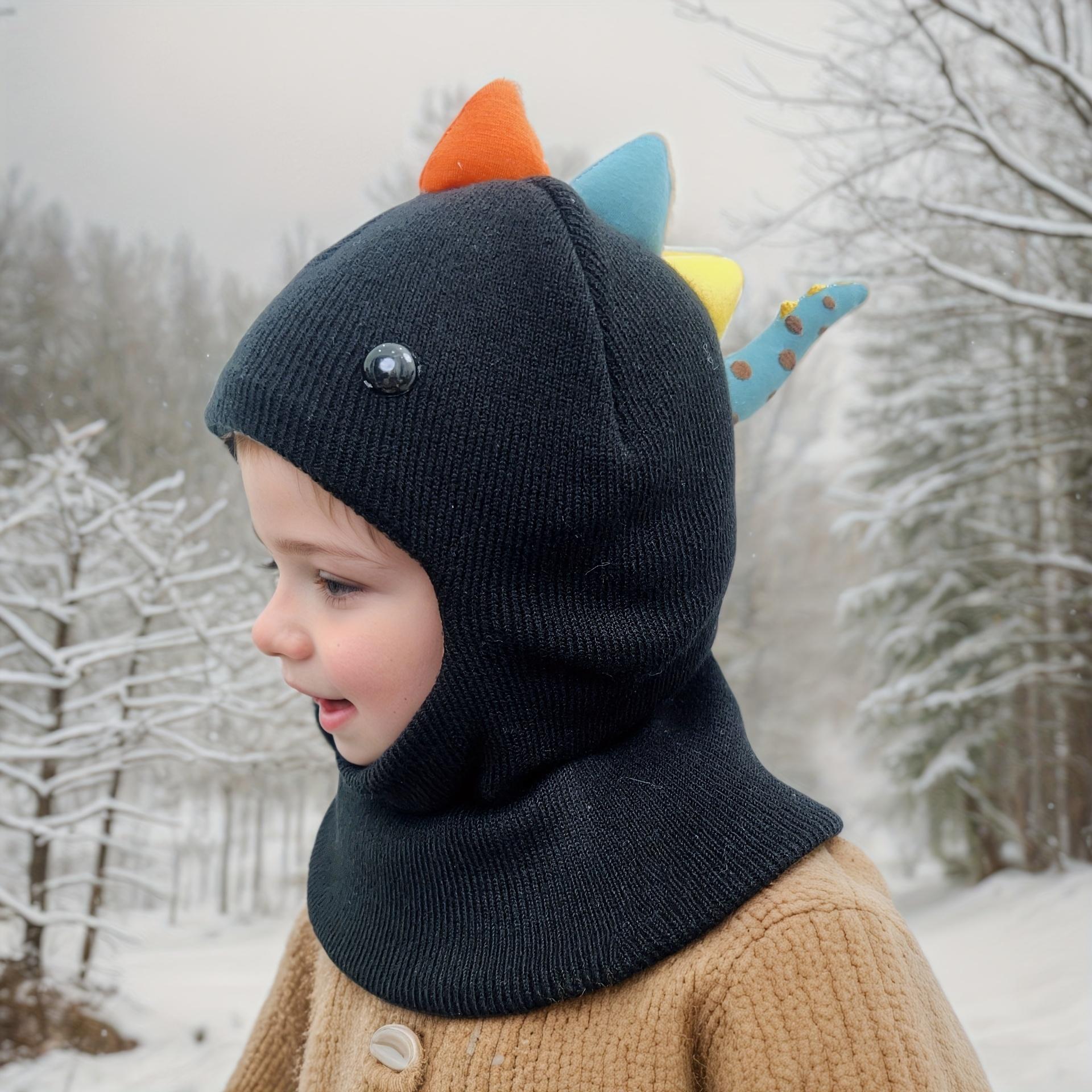1pc ' Dinosaur Knit Beanie Hat with Scarf - Stretchy Lightweight Warm Winter Cap, 6-Month-5-Year-Old, Multicolor Cartoon Dinosaur Design for Outdoor Hiking & Holiday Celebrations (Christmas, Halloween, New Year), Dinosaur Clothes, Holiday Wear