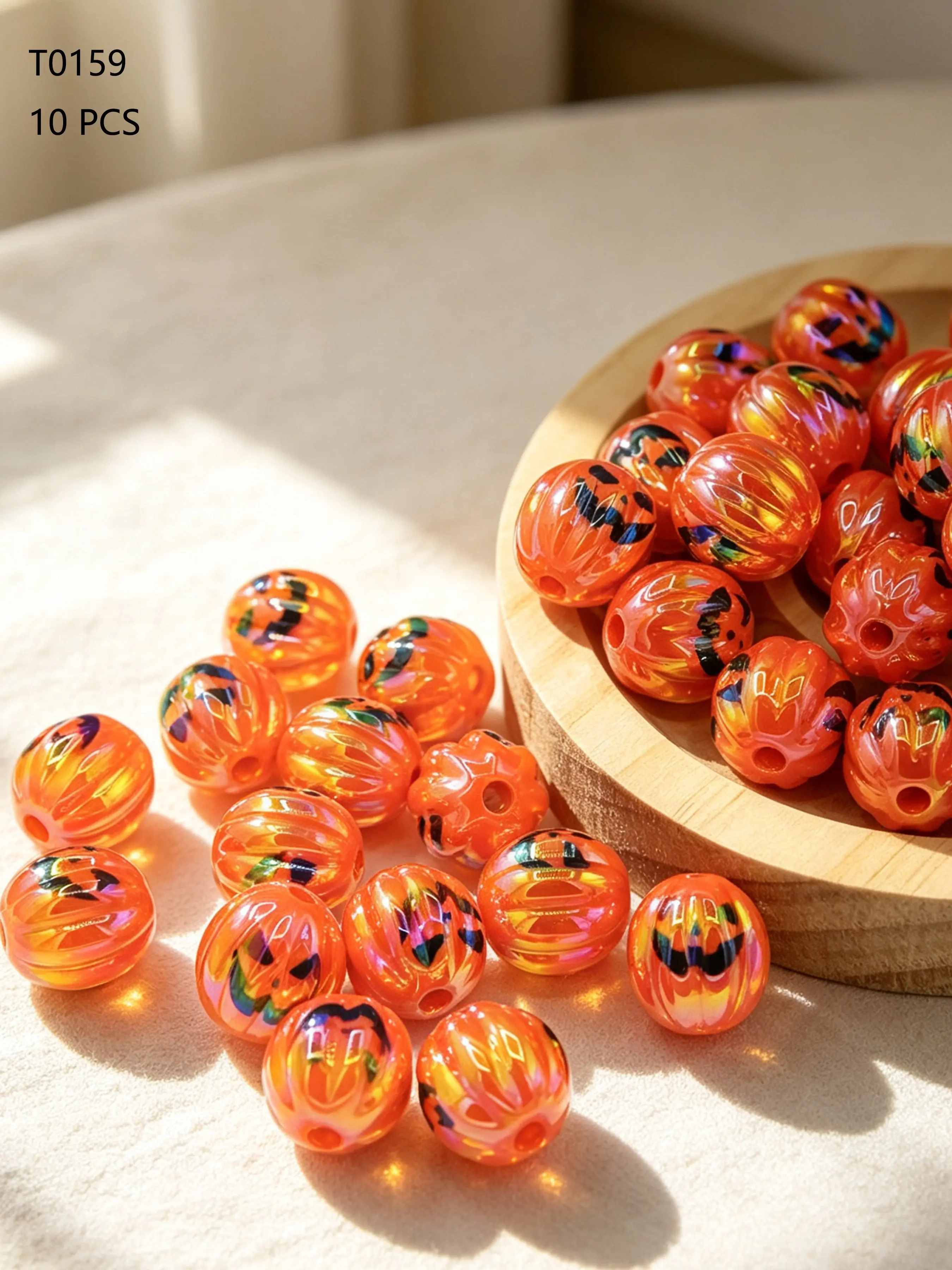 10 Halloween 16mm Acrylic Pumpkin Beads, DIY Jewelry Making Supplies, Party Style, All Seasons, Plain Pattern, Choking Hazard Free
