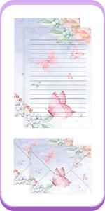 160 Packs Stationery Paper Set (50 Double Sided Stationery Writing Papers 50 Matching Envelopes) 60 Round Dot Sticker, 10 Design(Watercolor,5.5 x 8.25 Inch)