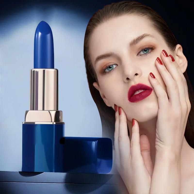 GINBI Blue Enchantress Temperature Changing Lipstick 3.8g - Magical Color Changing Lip Makeup Reacts to Body Temperature PH Value Provides Customized Flush Color Hydrates Smooths Lip Lines Day Night Use Plant Extract Formula