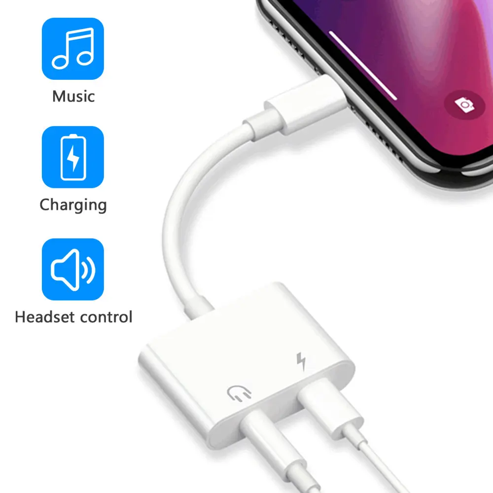 Lightning to 3.5mm Headphone Adapter & Aux Audio Splitter, Compatible with iPhone 14/13/12/11/X/8/7 Plus Audio Accessories