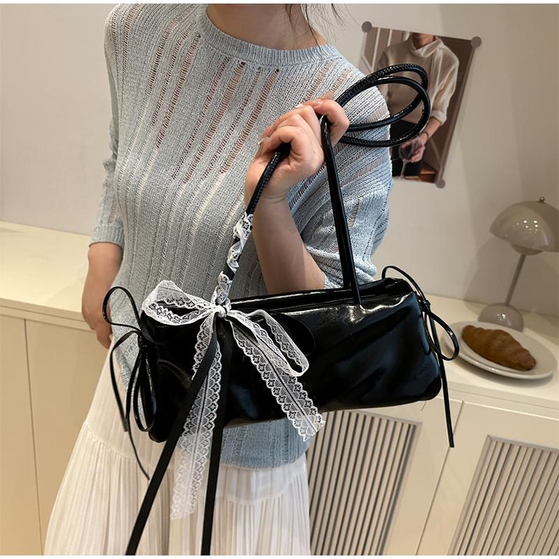 French Elegant Square Bag Korean Bow Decoration Pu High-quality Bag Niche Simple Ballet Style Shoulder Bag New Casual Women Bags