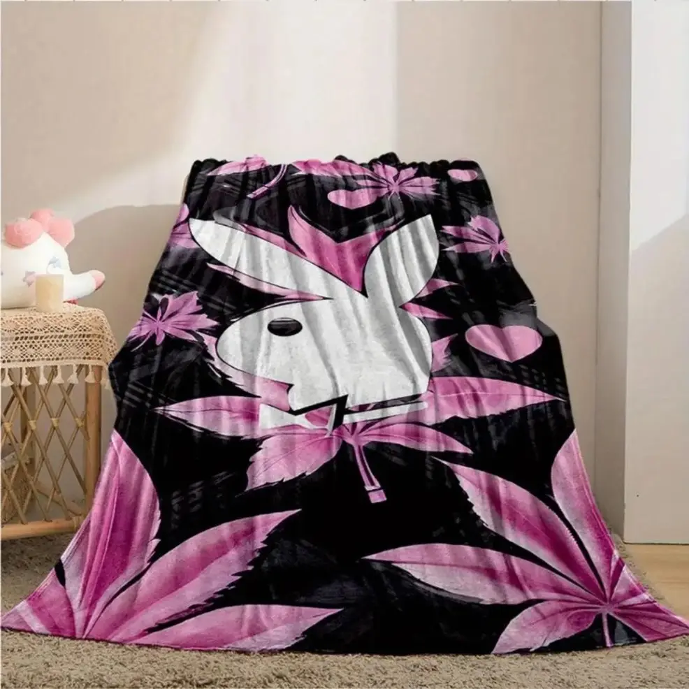 Soft Throw Blanket, Baby blankets and adult blankets, Cute Cozy Bunny Print Flannel All Season Sofa Bed Car Office Camping Travel Blanket, Ideal Gift for Friends Family, Kawaii Aesthetic Room Decor, Girls Birthday Present, Versatile Lightweight Home Beddi
