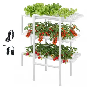 【DealsForYouDays】VEVOR Hydroponics Growing System Kit, 3-Tier 108 Sites UPVC Pipe Hydroponic Grow Kit with Timed Irrigation, Thickened Hydroponic Pipes, Indoor Home Garden Vegetable Planting Grow Kits for Fruit Herb