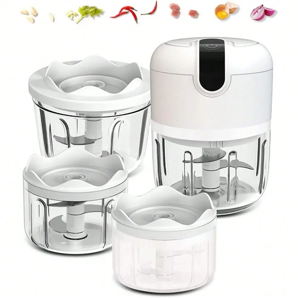 (100+250+350ML) White Cordless Mini Food Chopper,Small Food Processor For Garlic,Nut,Meat