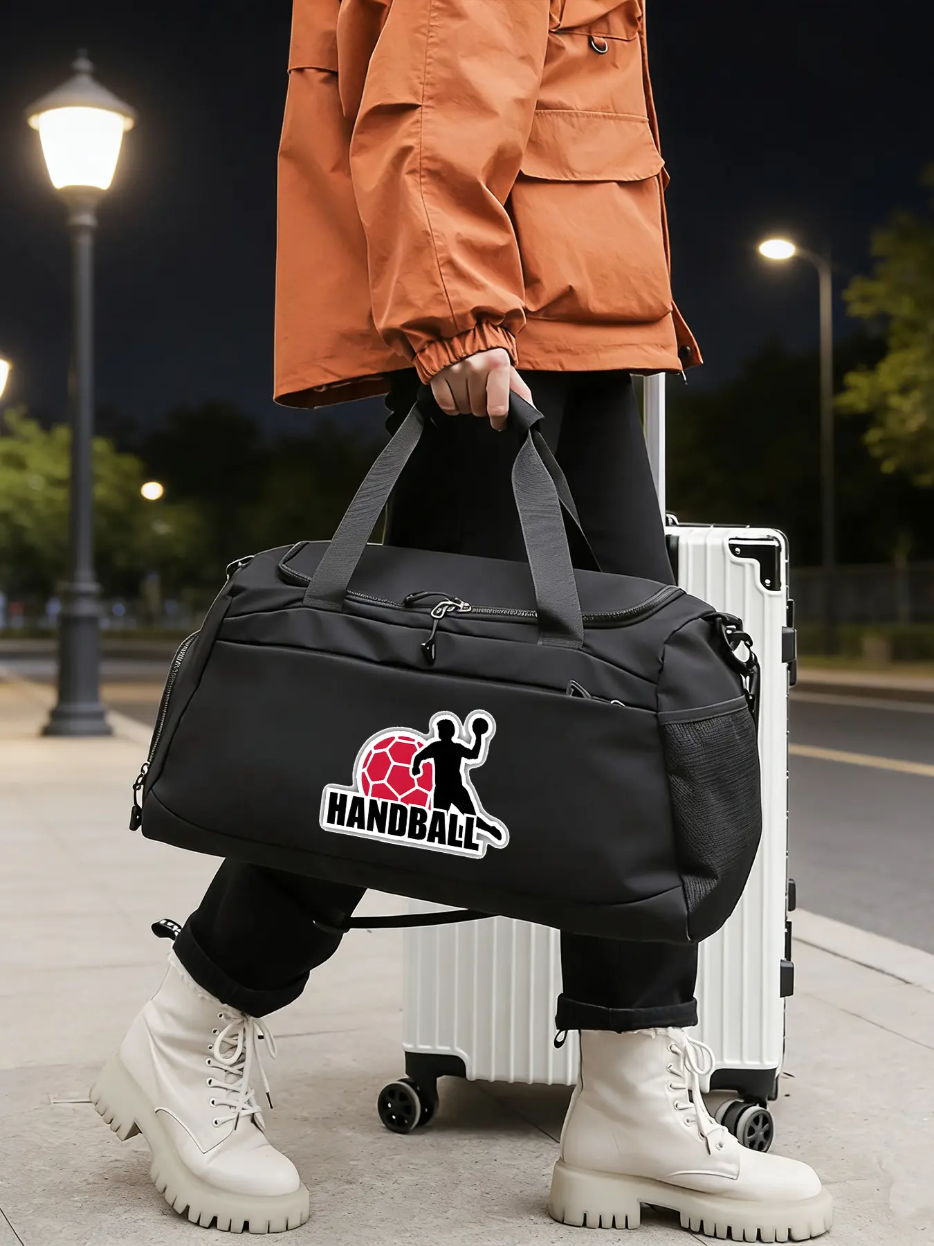 HANDBALL Pattern Crossbody Bag, Sporty Single-shoulder Bag, Yoga and Dance Bag—ideal for Daily Workouts and Commuting; Features Multiple Compartments, Large Capacity, Adjustable Shoulder Strap, and A Separate Shoe Compartment—the Perfect Gift.