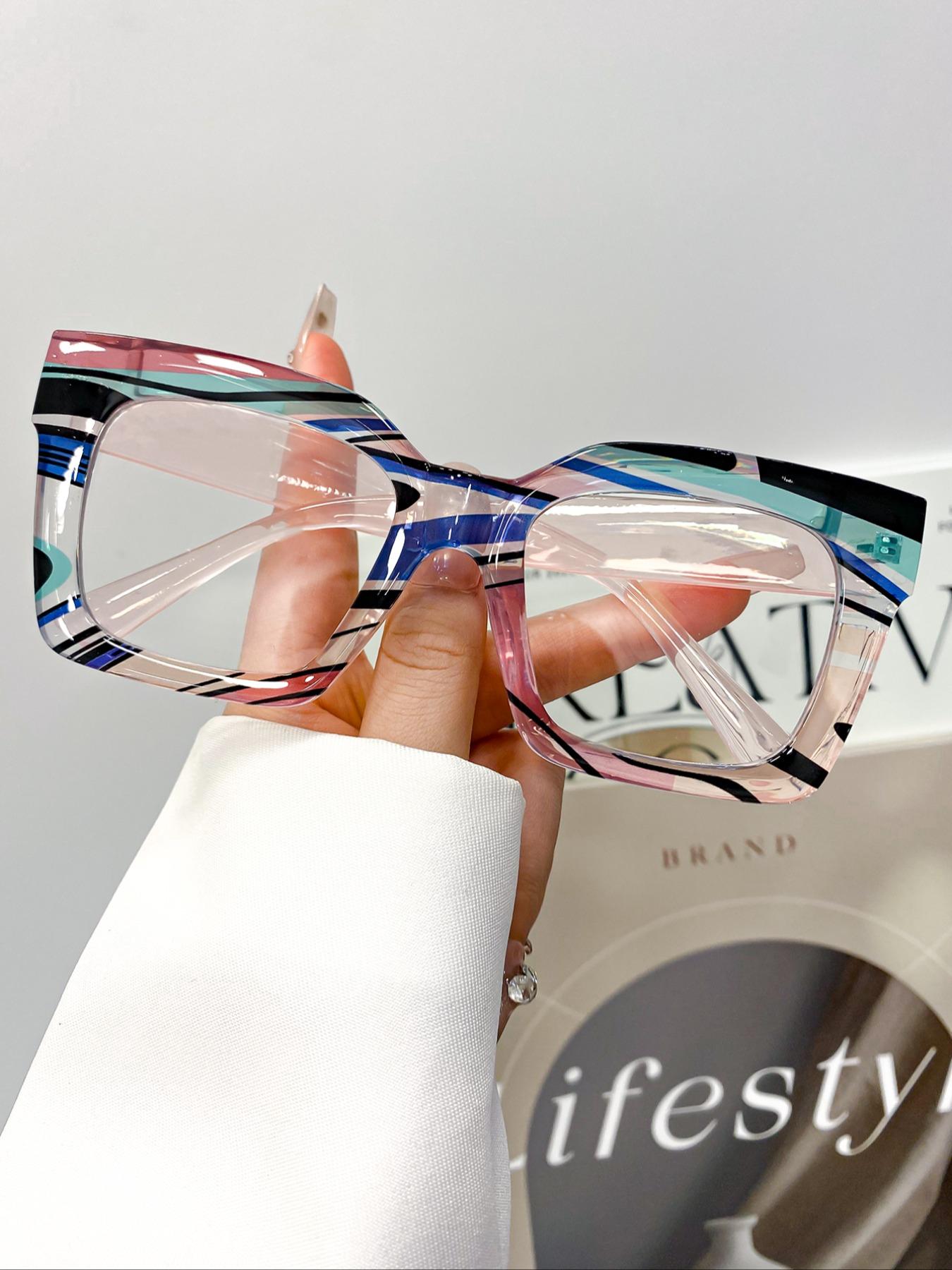 New Classic Bohemian Large Frame Square Fashion Mirror, High-Quality Multi-Color Trendy Street Style Square Frames Glasses for Men & Women Daily Wear Stylish Trendy Eyewear