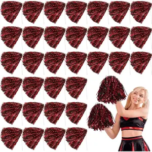 40 count Cheerleading Pom Poms Bulk, Metallic Foil School Spirit Shakers  Pom Poms with Plastic Long Handles for Football Basketball  Dance Team Squads Fan Celebration