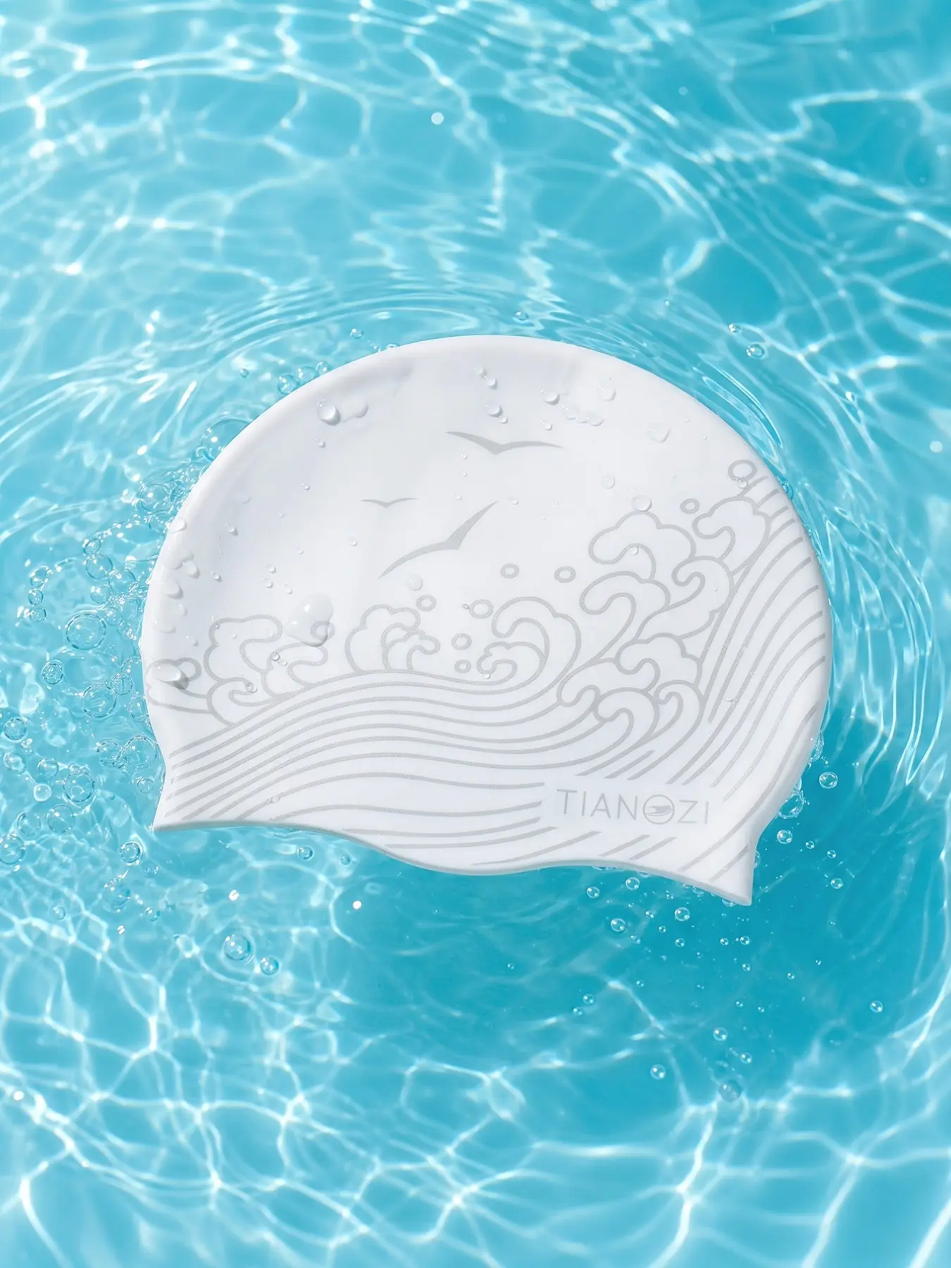 Unisex Silicone Swimming Cap, Wave Pattern, High Elastic Waterproof Non-Slip, Suitable for Pool, Outdoor Diving, Hot Springs, Daily Bathing