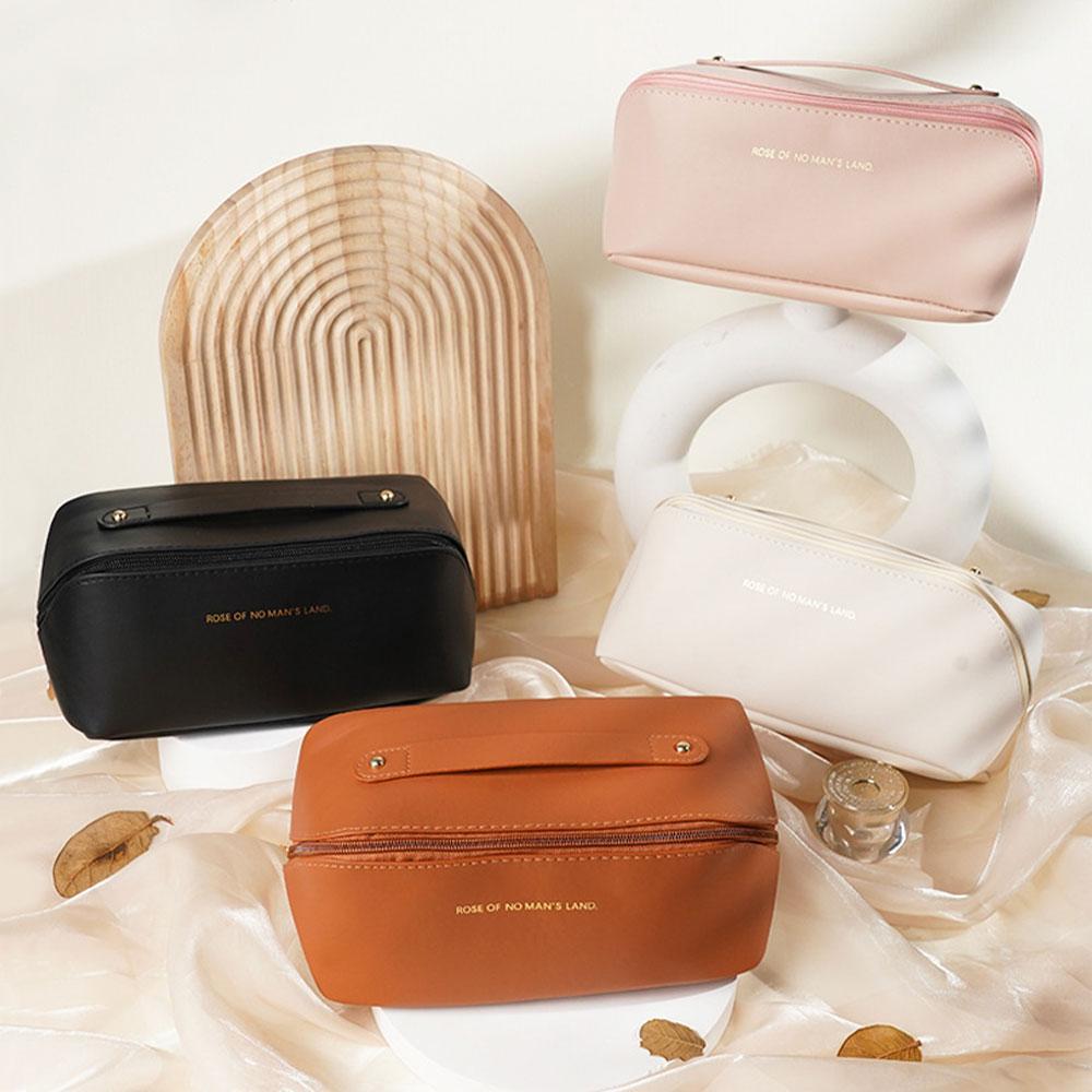 Large Capacity Makeup Bag, Fashionable Portable Handbag, PU Leather Cosmetic Organizer, Zipper Travel Storage, Gift for Girls