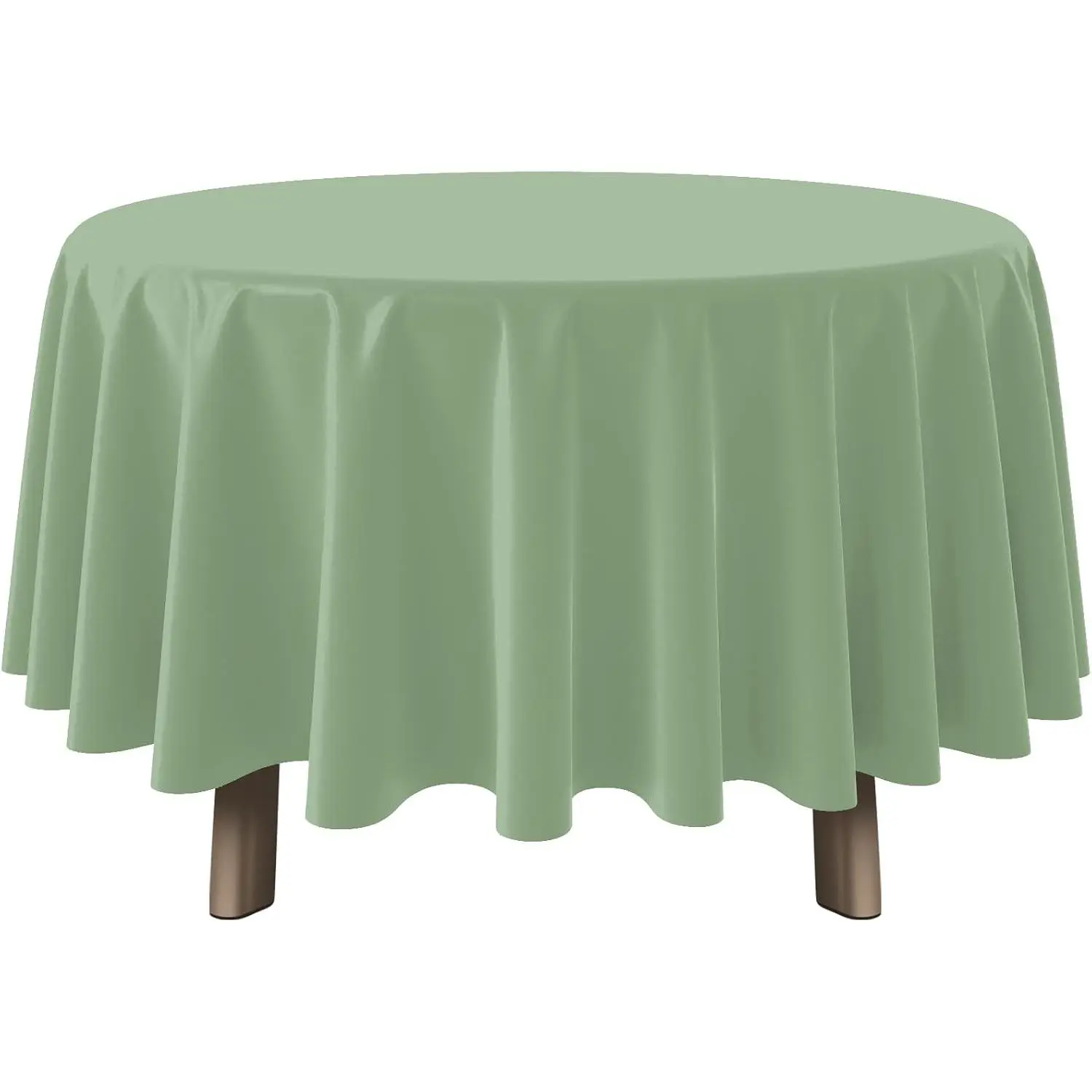 1 count Sage Green Plastic Tablecloths Round Light Green Tablecloth  Disposable Round Sage Table Cover for Birthday Bridal Wedding  Shower Party Decorations,84Inch