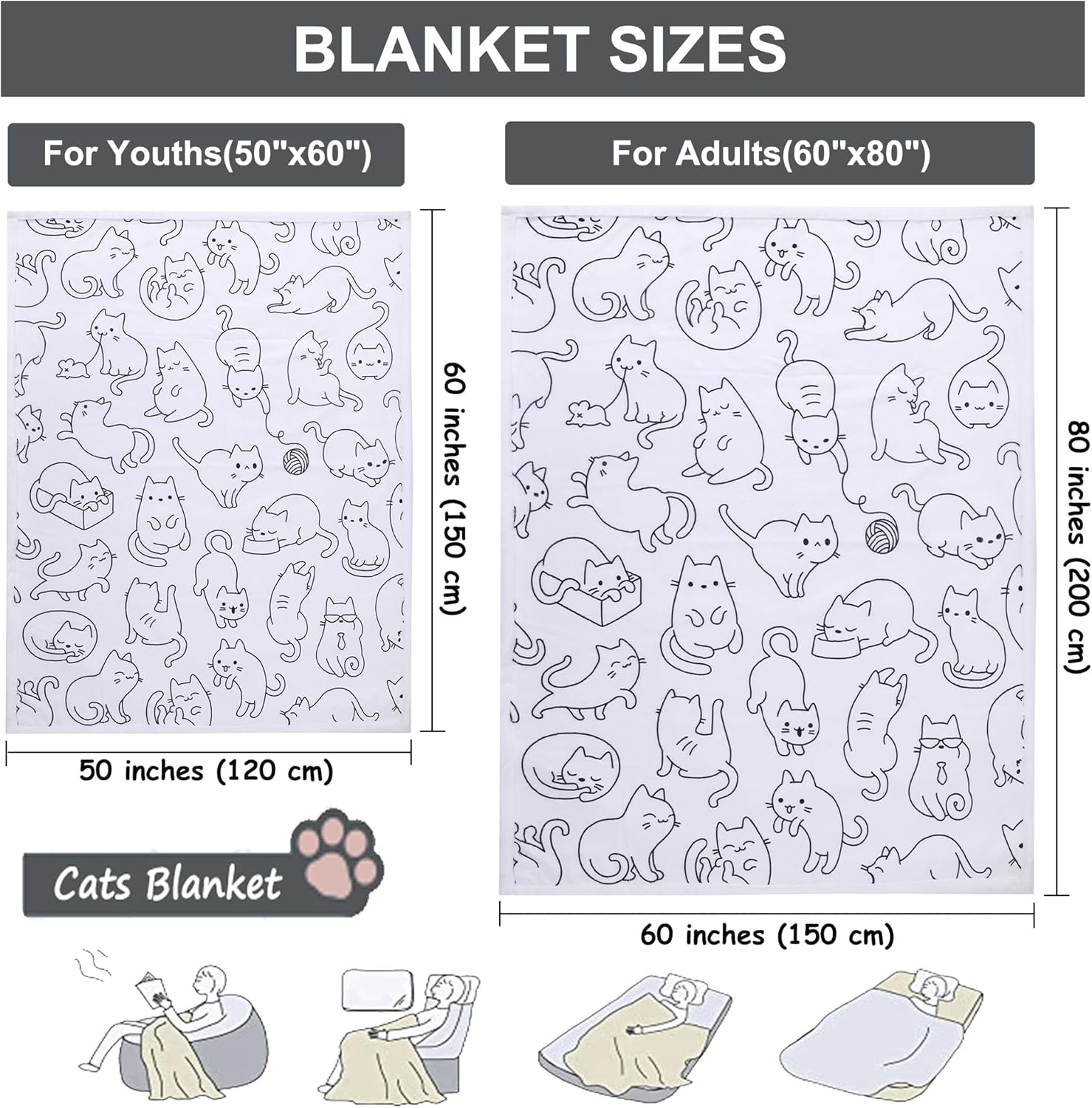 Sviuse Cat Blanket Cat Throw Blanket for Couch Cat Blanket for Girls Women Adults Cat Mom Gifts for Women Kitten Blankets for Couch Bed Sofa (50"x60", Cat 2)