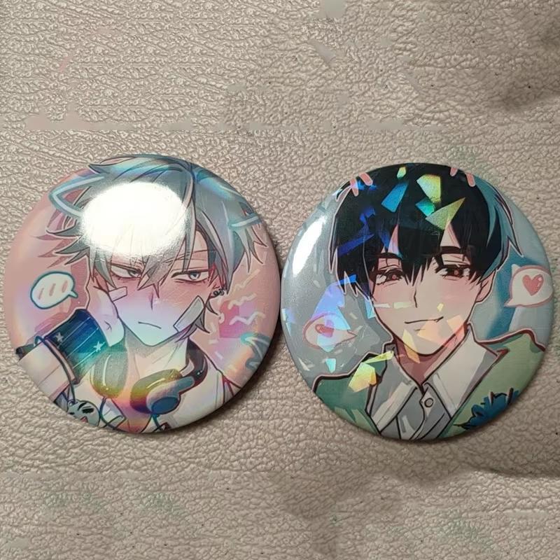 2Pcs Anime Button Brooch Pins Shy Couple Alien Stage Ivan Till Cartoon Badge for Backpack Jewelry Accessories Handmade Gifts