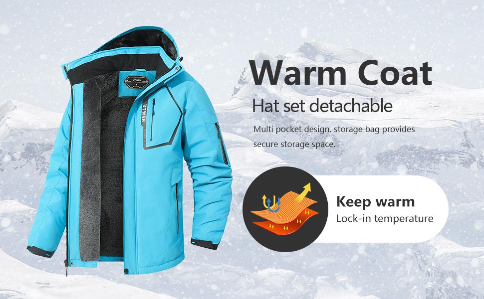 Men's Ski Jacket Winter Warm Snow Coat Waterproof Windbreaker Hooded Work Outerwear Snowboarding Jackets season business banquet party raincoat