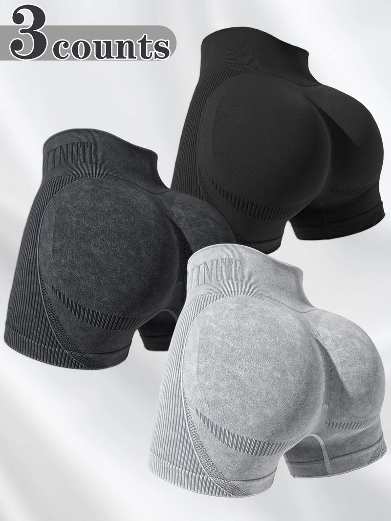 Women's Letter Print Seamless Sports Shorts, High Stretch Breathable Comfortable Skinny Shorts, Ladies Sportswear for Indoor Outdoor Wear