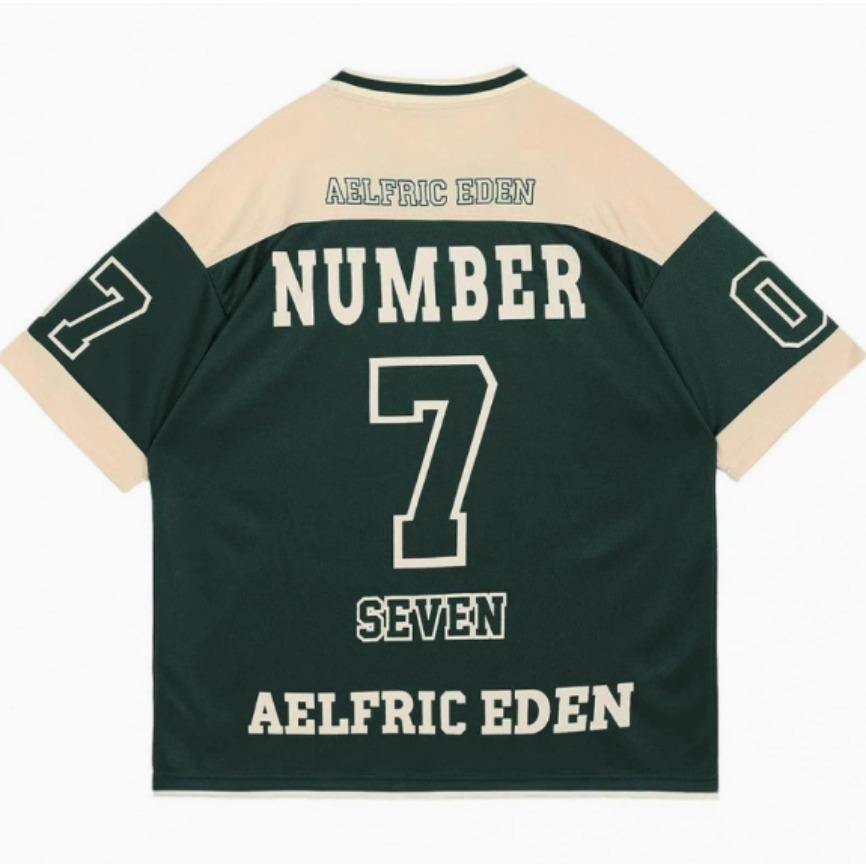 Aelfric Eden Contrast Color Racing Tee Knitted Fabric Streetwear For Men Y2k Vintage Motorsport Jersey Oversized Casual Top For Daily Wear Party Street Skateboarding Hip Hop For Young Adults Teens Street Style Lovers