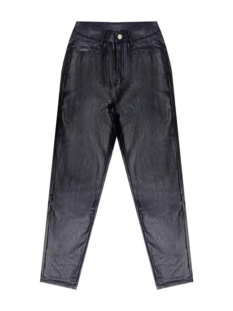 NVFelix Faux Leather Leggings for Women, Black High Waisted Stretch Leather Pants