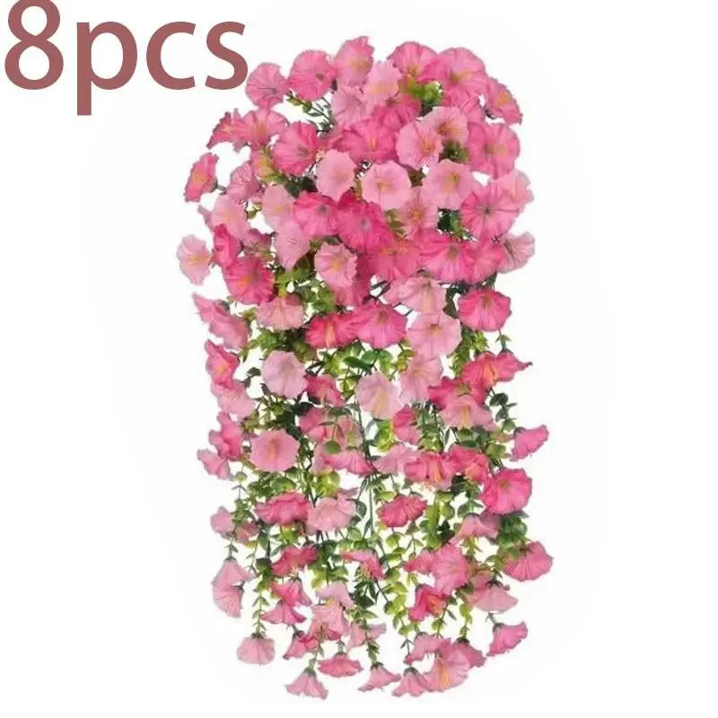 8-Piece Outdoor Nasturtium Artificial Flowers, UV-Resistant Hanging Fake Plants, Realistic Climbing Decorative Greenery for Garden
