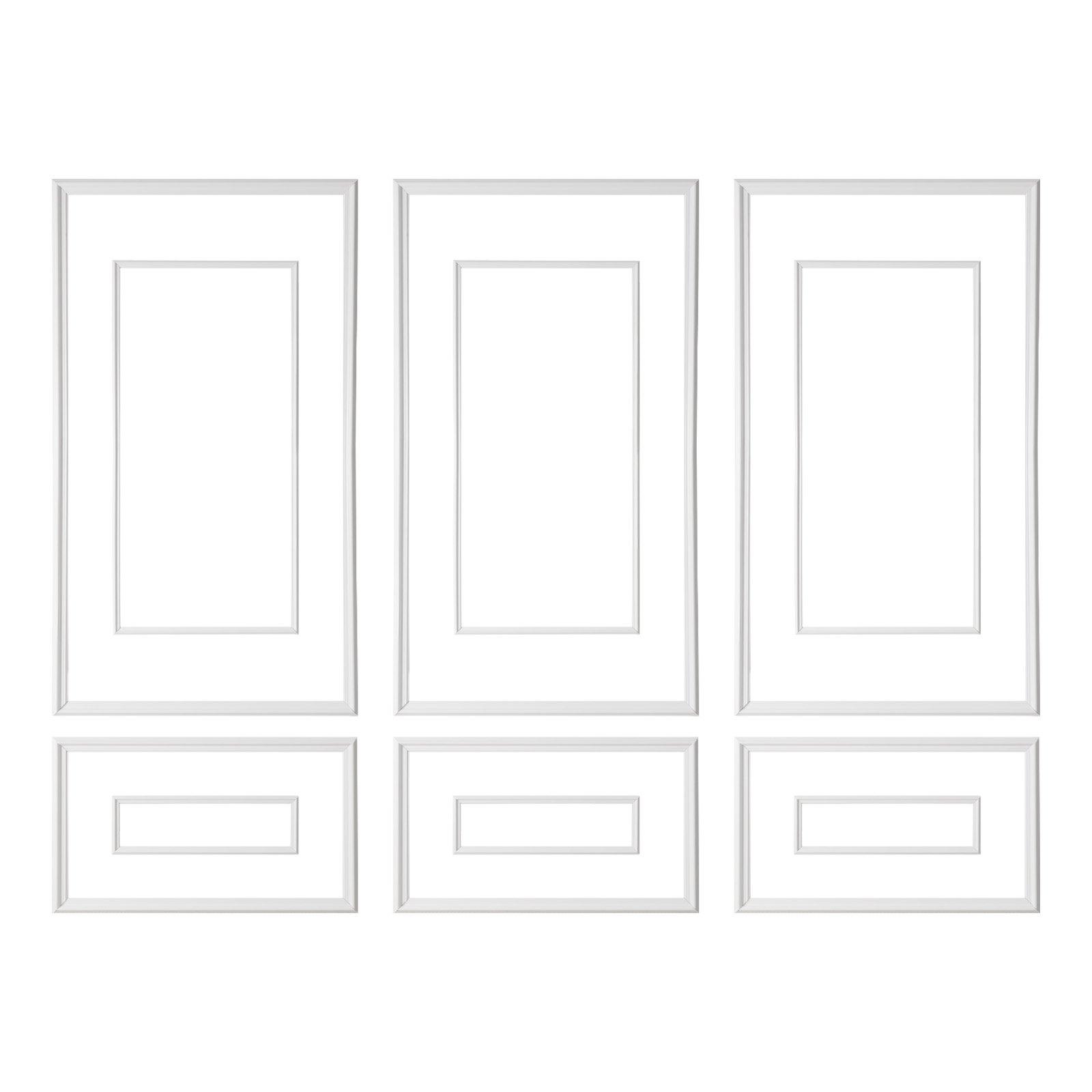 VEVOR Wall Molding 3 Pack, Wainscoting Panels Kit with Dual-Line Wide & Narrow Profile, Lightweight Paintable Polystyrene, Easy to Install Accent Wall Trim for Interior Living Room, Bedroom,White