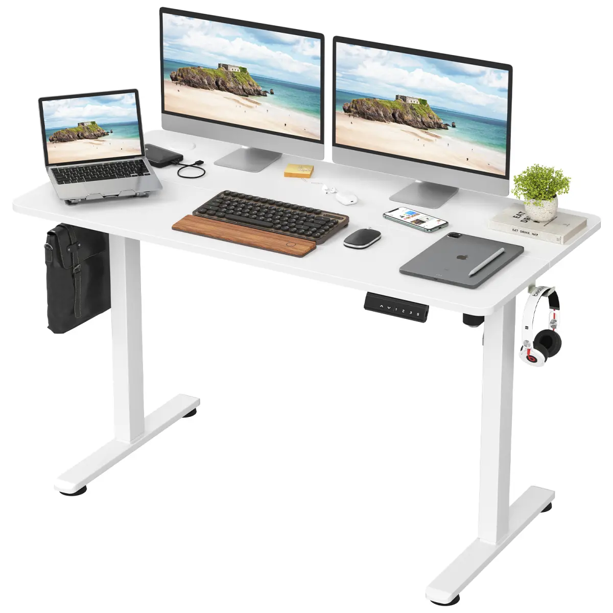 STARY Electric Standing Desk - 48x24 in Adjustable Height Sit-Stand Desk with Splice Board for Home Office Use