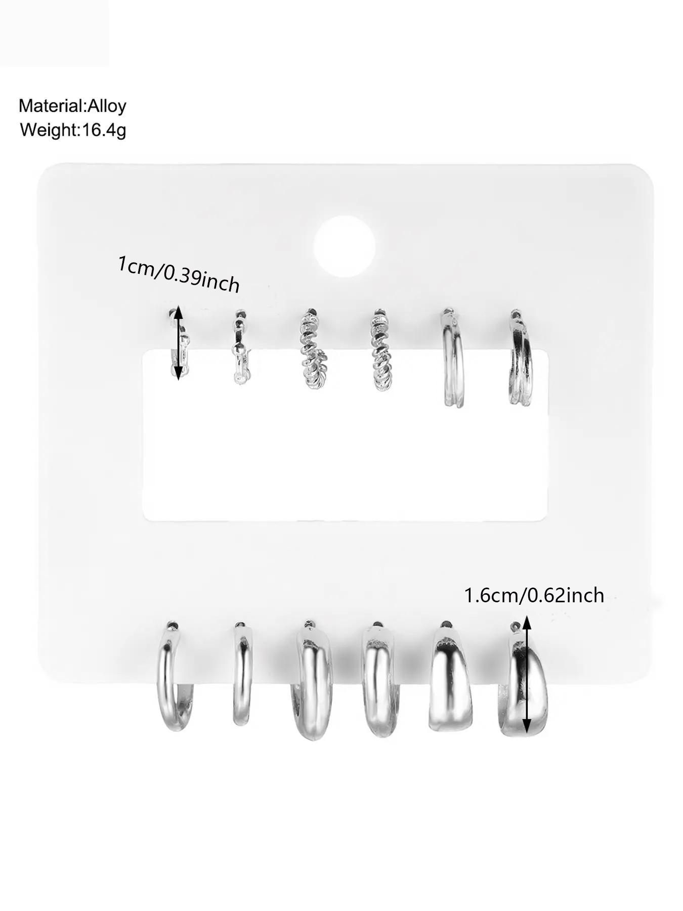 Simple Geometric Design Hoop Earrings, 6/12 Pairs Fashionable Earrings for Women & Girls for Party, Daily Clothing Decor, Trendy All-match & Exquisite Jewelry for Birthday Gift