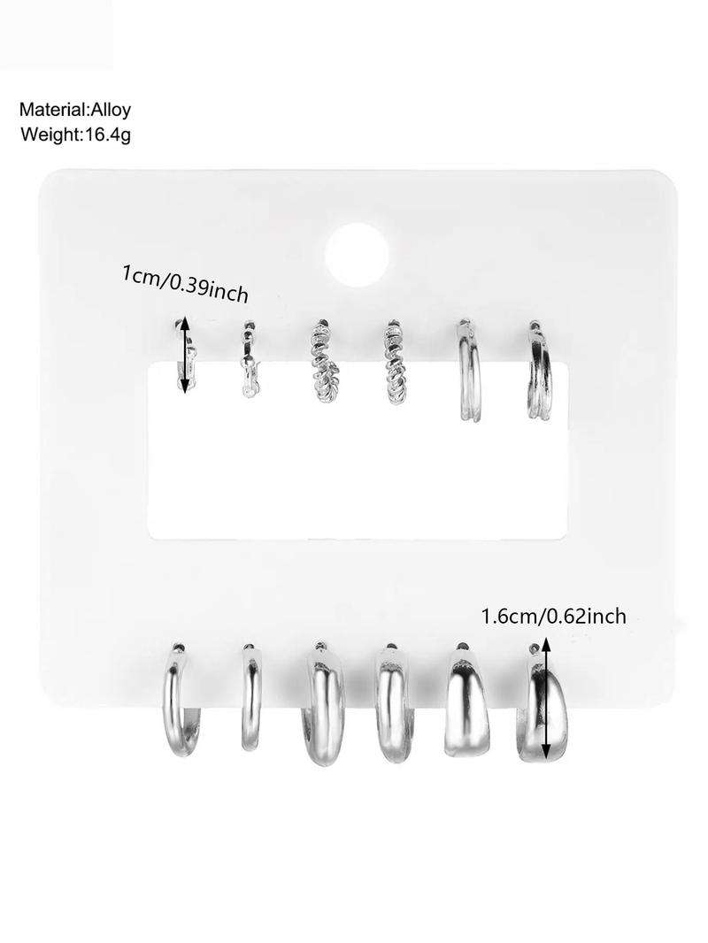 Simple Geometric Design Hoop Earrings, 6/12 Pairs Fashionable Earrings for Women & Girls for Party, Daily Clothing Decor, Trendy All-match & Exquisite Jewelry for Birthday Gift